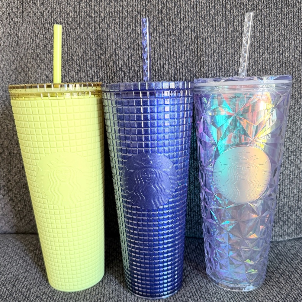 PICK ONE - Starbucks Tumblers- Yellow, Blue, and Iridescent